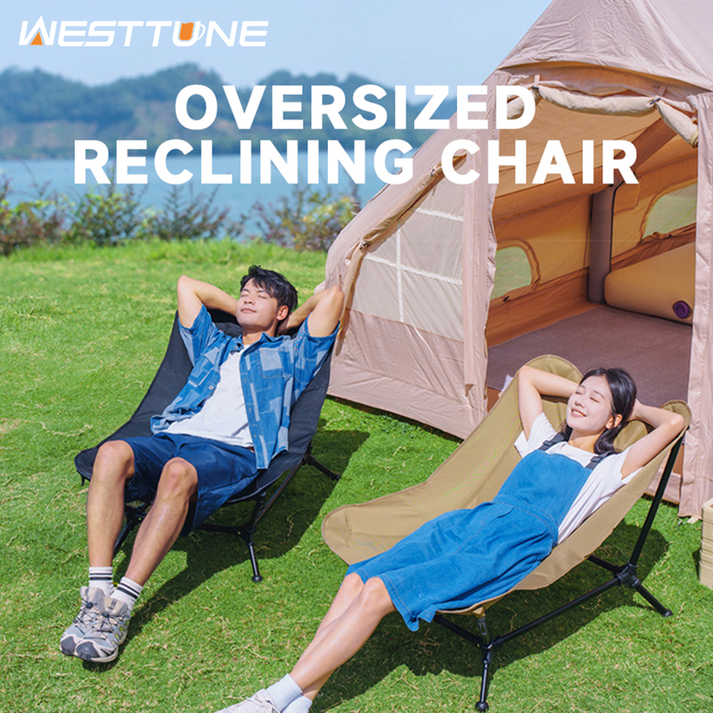 Outdoor Camping Recliner Chairs - WESTTUNE Folding Lounger Chair Oversized Camping