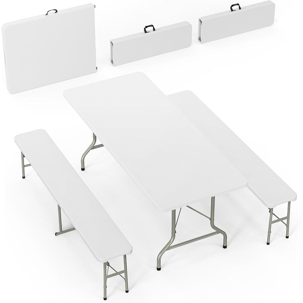 White olding Picnic Table Set  - đánh giá và giá Camping Outdoor Or Indoor