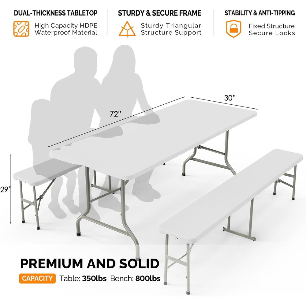 White olding Picnic Table Set  - đánh giá và giá Camping Outdoor Or Indoor