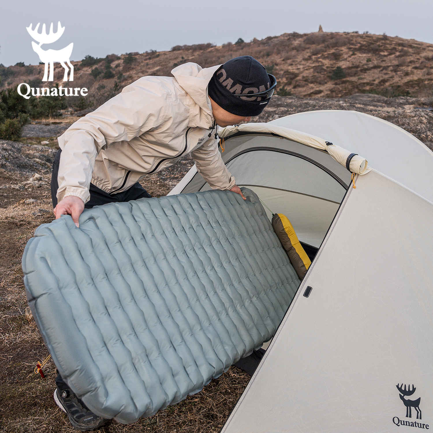 Qunature 3Pcs/set Outdoor Camp - đánh giá và giá Outdoor Inflatable Camping Tent With Air Pump