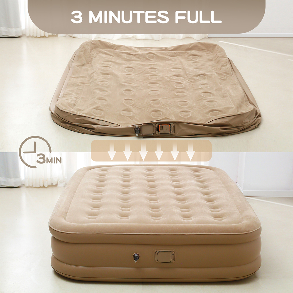 Queen Air Mattress with Built  - đánh giá và giá Outdoor Inflatable Camping Tent With Air Pump
