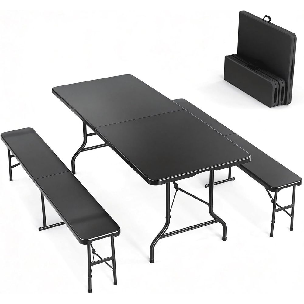 Picnic Table Set with 2 Benche - đánh giá và giá Camping Outdoor Or Indoor