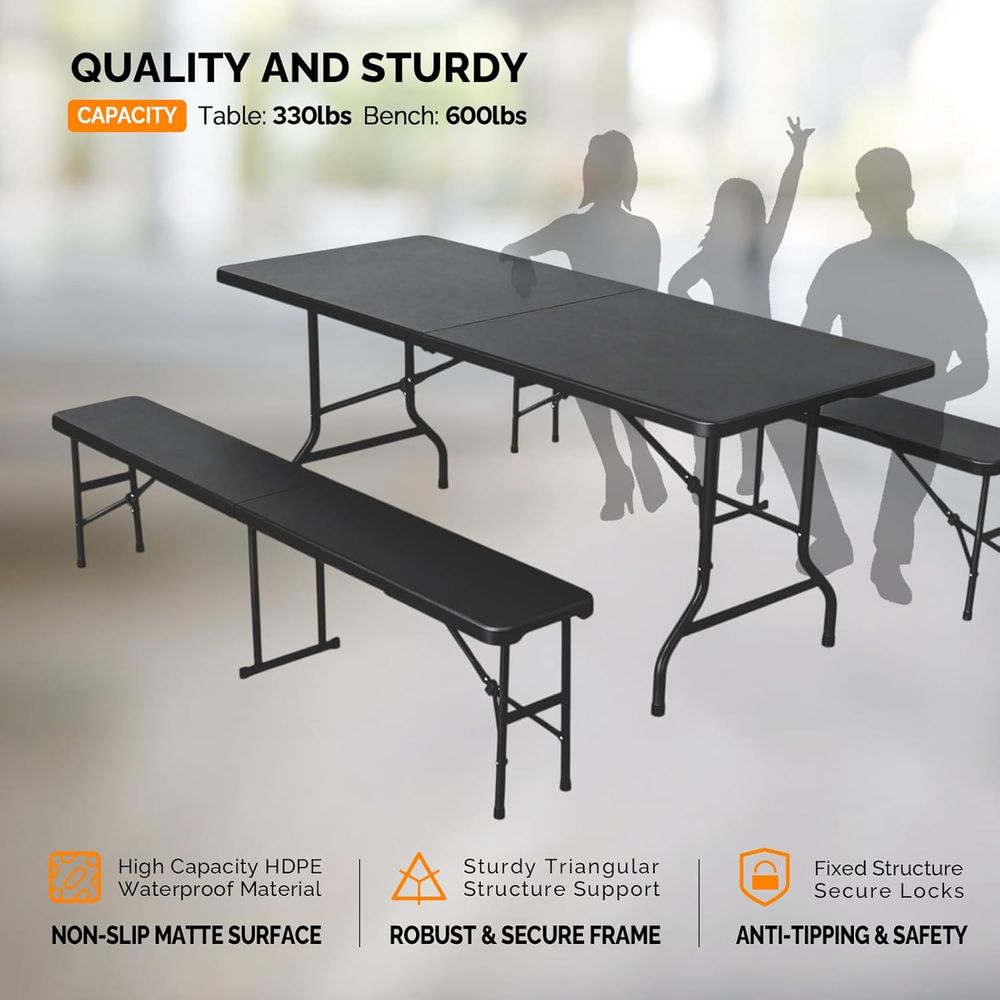 Picnic Table Set with 2 Benche - đánh giá và giá Camping Outdoor Or Indoor